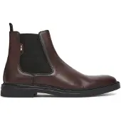 BOSS Bottines Chelsea en cuir lustré avec surpiqûre emblématique