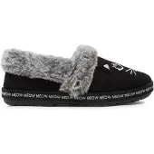 SKECHERS Bobs Too Cozy-Meow : Pantoufles pour femmes, modèle "Meow", couleur noire, idéal pour la maison et les moments de détente