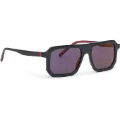 HUGO Lunettes de soleil noires avec détails rouges emblématiques