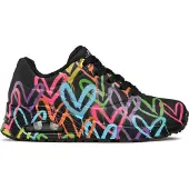 SKECHERS Baskets basses 'Uno-Highlight Love' vert clair / orange / rose clair / noir