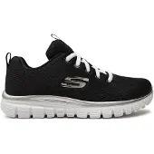 SKECHERS Baskets basses 'Graceful Get Connected' noir / blanc