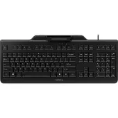 Cherry SECURE BOARD 1.0 - Clavier - avec NFC, lecteur de carte à puce (CCID) - USB - anglais (États-Unis) avec symbole EURO - Commutateur à clé : LPK - noir (JK-A0400EU-2)