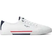 Pepe Jeans Baskets basses 'Brady' bleu foncé / rouge / blanc