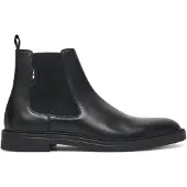 BOSS Bottines Chelsea en cuir lustré avec surpiqûre emblématique