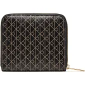 Calvin Klein Porte-monnaies 'Coated Emblem Print Zip-around' beige / noir