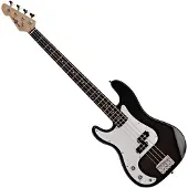 Gear4Music LA Left Handed Bass Guitar by Black