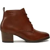 Tamaris Bottine femme talon bloc cuir laçage 1-25131-43, Taille:37 EU, Couleur:Marron