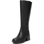 Timberland pour femme. TB0A43M8W021 Bottes hautes Bellevaux en cuir noir (38 W), Plat, Fermeture éclair, Casuel