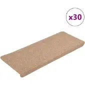 vidaXL Tapis d'escalier auto-adhésifs 30 pcs beige 65x24,5x3,5 cm