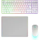 Mars Gaming MCPWTKLWES, Sans fil, Sans fil RF + USB, Interrupteur à membrane, QWERTY, RGB LED, Blanc