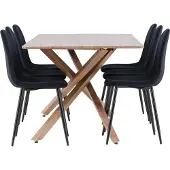 Ebuy24 Piazza ensemble pour salle à manger table 90x180cm et 6 chaises velours mocca.