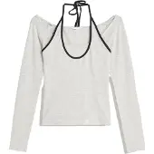 Bershka T-shirt gris clair / noir