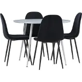 Ebuy24 Plaza ensemble pour salle à manger table Ø100cm et 4 chaises velours gris.