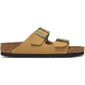Birkenstock - Sandales à 2 brides avec boucle réglable - Arizona Birkibuc Narrow Latte Cream pour Femme en Cuir - Taille 39 - Marron