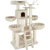 TecTake - Krabpaal Gismo beige / wit - 403325 - kattenkrabpaal - kattenpaal