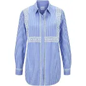 MADELEINE Chemisier bleu clair / blanc cassé