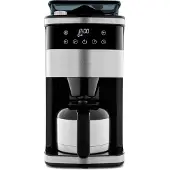 Medion Machine à café avec moulin et thermos (1 litre, max. 8 tasses, 8 niveaux de mouture, max. 1000 watts, minuterie, écran LED, stop-goutte, filtre permanent, MD19911)