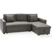 Happy Garden Canapé d'angle convertible simili CLARK 3 places taupe