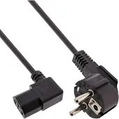 InLine 16752C Netzkabel, Schutzkontakt gewinkelt auf Kaltgerätestecker C13 rechts abgewinkelt, 1m, schwarz