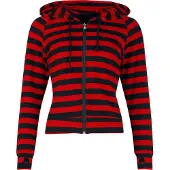 Banned Sweat-shirt à capuche de - Cat Ears Striped Hoodie - S - XL - pour Femme - noir/rouge - Taille S
