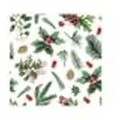 Ambiente 20 SERVIETTES PAPIER HIVER VÉGÉTAL NOËL 33CM BLANC