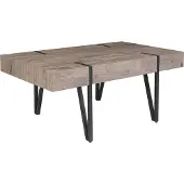 Beliani Table basse marron et noire en MDF avec pieds métalliques, 100 x 60 cm, rectangulaire, style moderne, salon