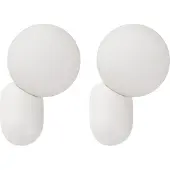 Beliani Set of 2 Wall Lamps Resin White Opaque Glass Lampshade Vintage Style