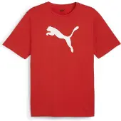 Puma Hommes, T-shirt de sport, teamRISE Logo Jersey Cotton (3XL), Rouge, 3XL