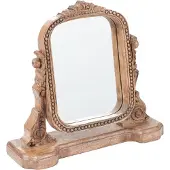 Beliani Miroir décoratif en bois de manguier brun pour coiffeuse, accessoires de salon, chambre à coucher