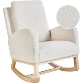 Beliani Fauteuil À Bascule Alsta Bouclé Blanc Cassé