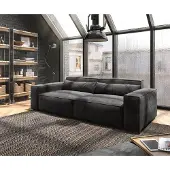 DELIFE Grand Canapé Sirpio 230x95 cm Microfibre Noir avec Tabouret