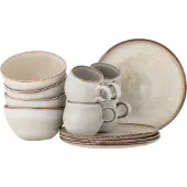 Bloomingville Coffret petit-déjeuner Sandrine naturel 12 pièces