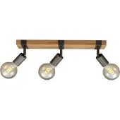 Briloner Plafonnier Spot LEUCHTEN WOOD BASIC, 25 W, IP20, gunmetal, métal-bois, excl. 3x E27, 48 x 10 x 9 cm