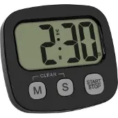 TFA-Dostmann Digitaler Timer mit Stoppuhr und Uhrzeit, Minuteur, Noir, Blanc