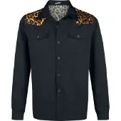 Banned Alternative Chemise manches longues Rockabilly de - Épaules Léopard - S - XXL - pour Homme - noir-léopard - Taille S
