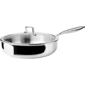 Ibili Poêle à frire Triply Natural avec couvercle, acier inoxydable/aluminium, 24 cm, argent
