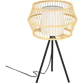 Eglo Monterroso, noir, naturel/naturel, blanc, tissu, acier, bois, IP20, II, E27, 1 ampoule(s)