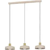 Eglo Lampe à suspendre Valdiola, Lampe à suspendre de table à manger à 3 flammes, Lampe de salle à manger en métal couleur sable et laiton brossé, Lampe à suspendre, douille E27