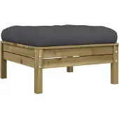 vidaXL Repose-pied de jardin avec coussin bois de pin imprégné