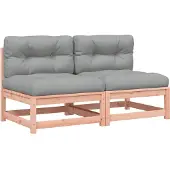 vidaXL Canapés de jardin sans accoudoirs avec coussins 2 pcs