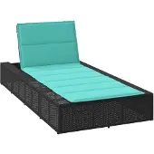 vidaXL Chaise longue avec support flottant noir Poly rotin
