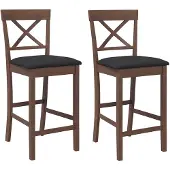 vidaXL Tabouret de bar avec coussin 2 pcs. Brun bois massif hévéa