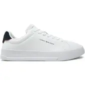 Tommy Hilfiger Baskets basses 'Logo Court With' bleu foncé / blanc