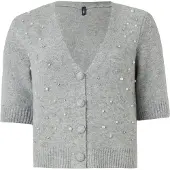 ONLY Cardigan 'ONLRene' gris chiné / blanc perle