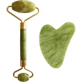 Palsar 7 Guasha Green Xiuyan Jade Massage Roller & Plate (Light Green Xiuyan Jade Roller & Gua Sha Set)