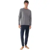 Mey Pyjama long 'Pure Night' bleu marine / gris