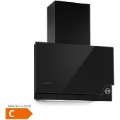 Klarstein Hotte Aspirante 60cm, Hottes de Cuisine Inclinées, Filtre de Hotte en Aluminium, Débit d'Air Puissant 586m³/h, LED, Ecran Tactile, Extracteur d'Air Silencieux, Hotte Efficace avec Evacuation