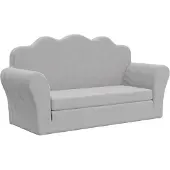 vidaXL Canapé-lit pour enfants 2 places Gris clair Peluche douce