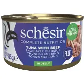 Schesir thon avec bœuf (gélée) pâtée pour chat (boîte)