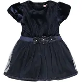 Boboli Combined Short Sleeve Dress Bleu 12 Months Fille
